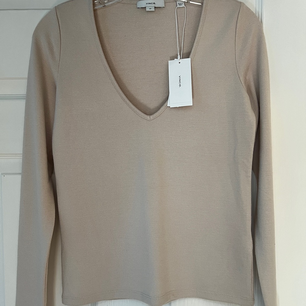 VINCE Long Sleeve V Neck Top